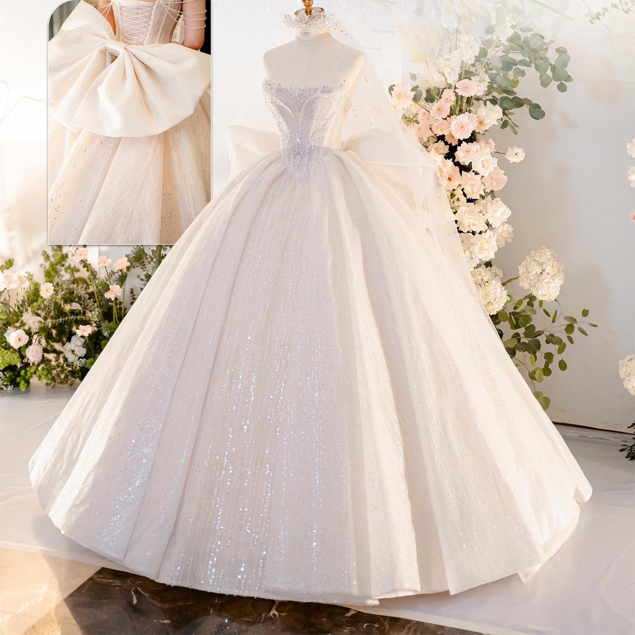 vay-cuoi-cong-chua Nàng dâu nên chọn váy dài vừa phải để dễ dàng di chuyển