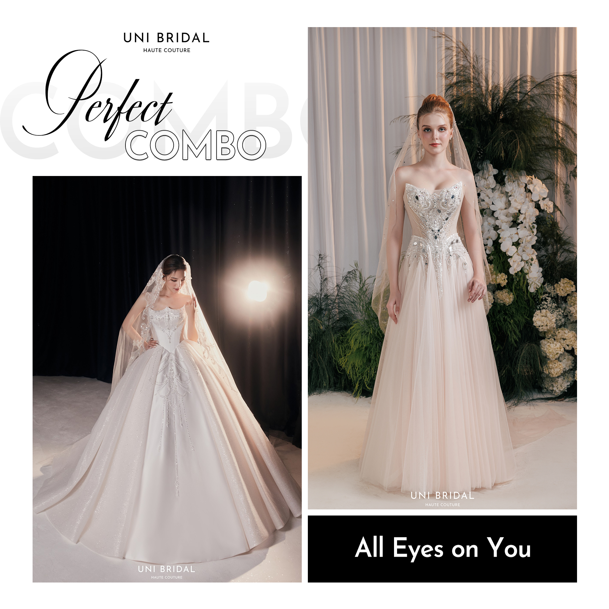 Váy cưới sang trọng kết hợp váy bàn thanh lịch