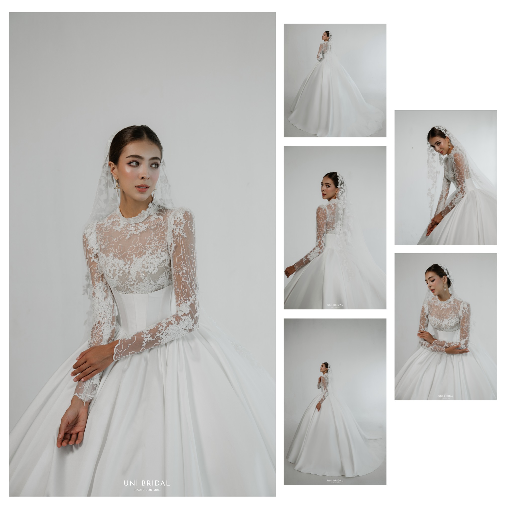 Sự kết hợp giữa chất liệu ren và satin tạo nên thiết kế sang trọng nhẹ nhàng